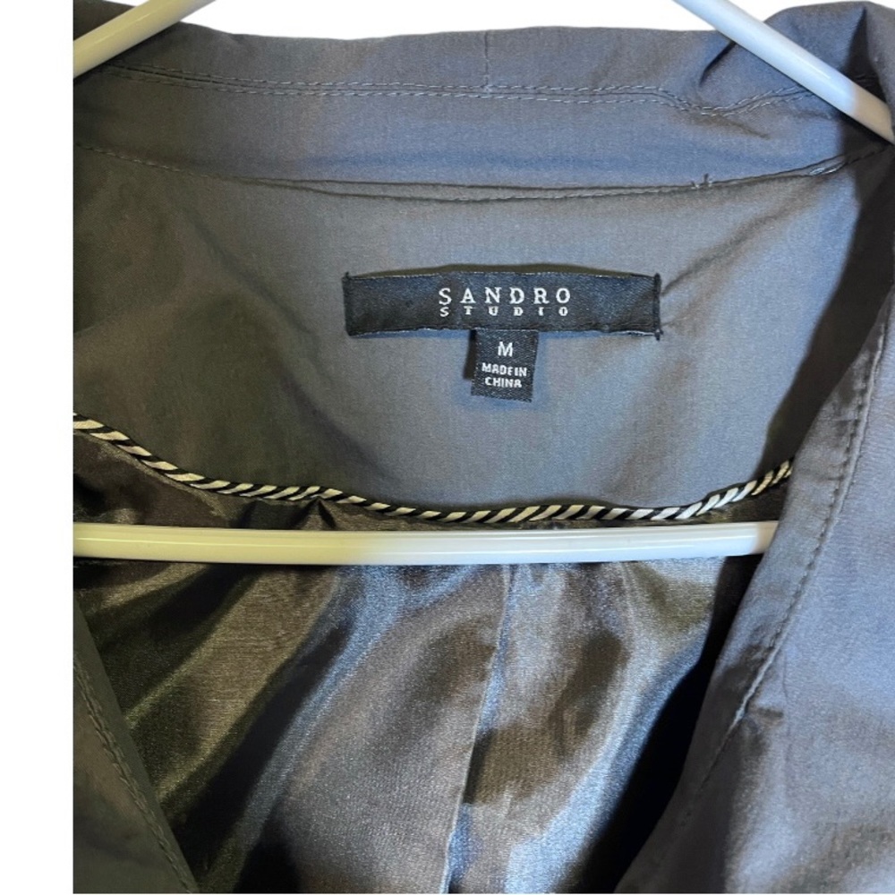 Sandro Charcoal Gray Ruffled Tie‎ Waist Jacket M - Picture 9 of 12